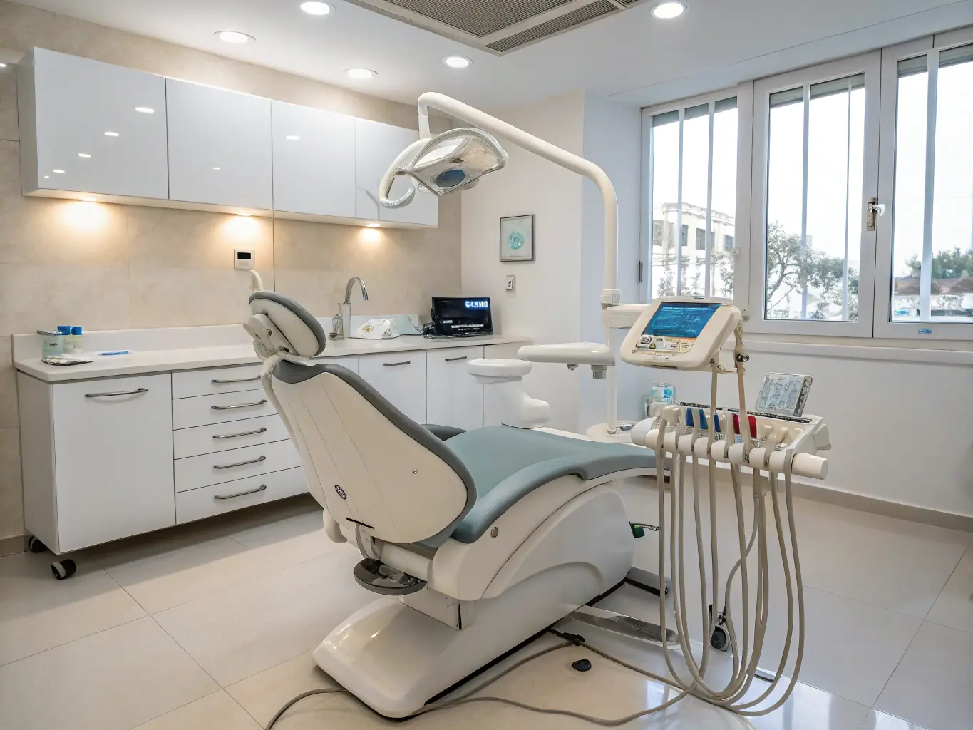 An image of a patient comfortably undergoing wisdom teeth extraction with modern dental equipment.